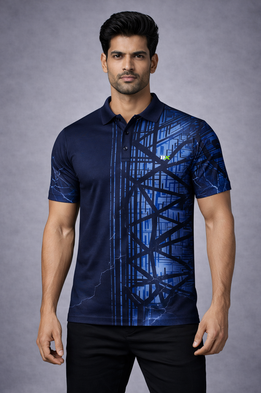Men’s Navy Blue Collar Activewear T-Shirt