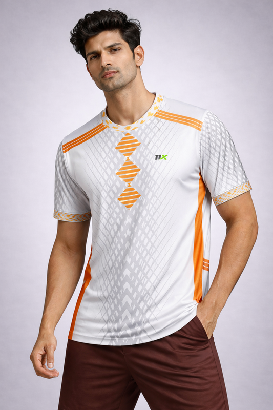 Men’s Premium Grey & Orange Sports T-Shirt