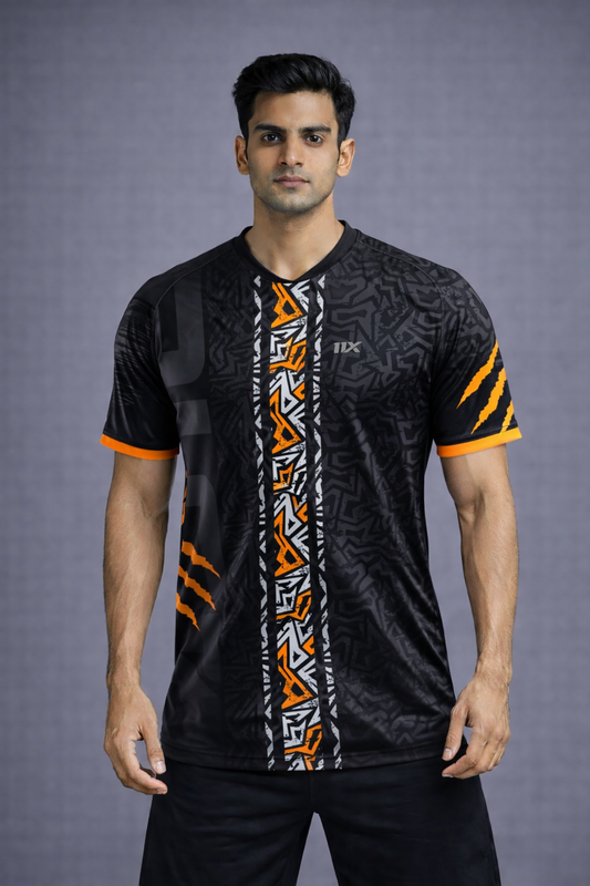 Black & Orange Performance T-Shirt for Men