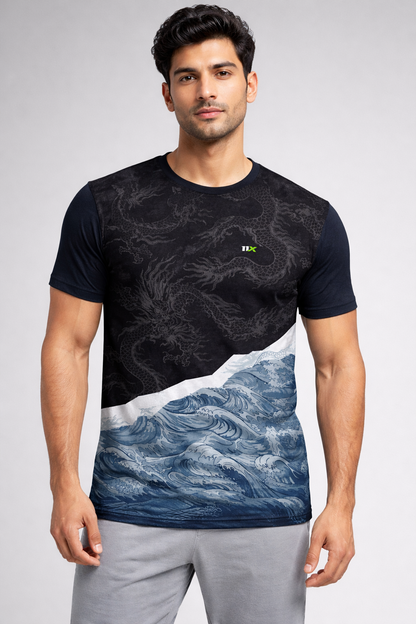 Breathable Sportswear with Wave Print