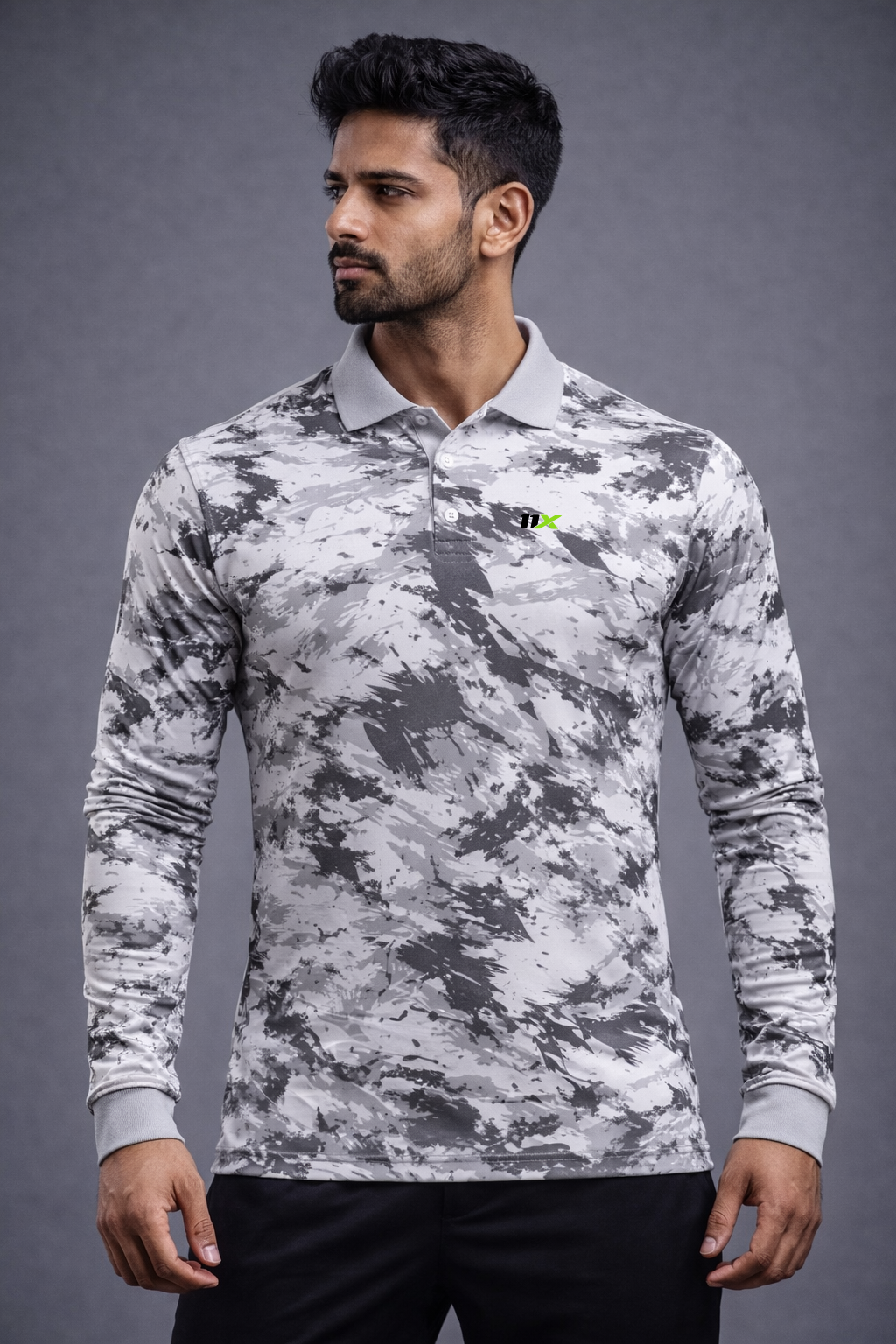 Grey Camo Performance Polo T-Shirt for Men